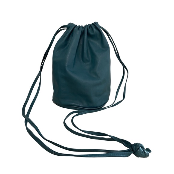 Bottega Veneta Handbags - Bottega Veneta Teal Leather Drawstring Bucket Crossbody Bag Made in Italy